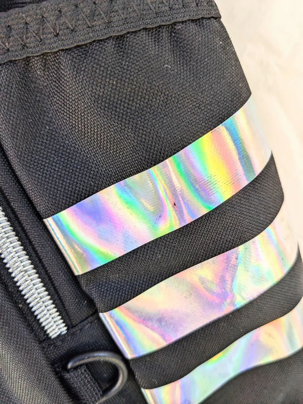 adidas Classic 3S 4 Black Backpack with Iridescent Stripes - Picture 3 of 3